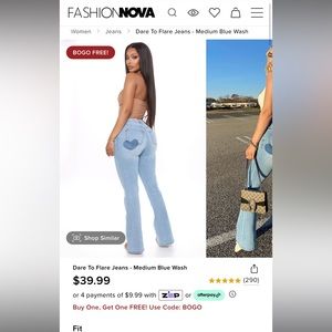 Fashion Nova Flare Jeans with Heart Mark - size 3